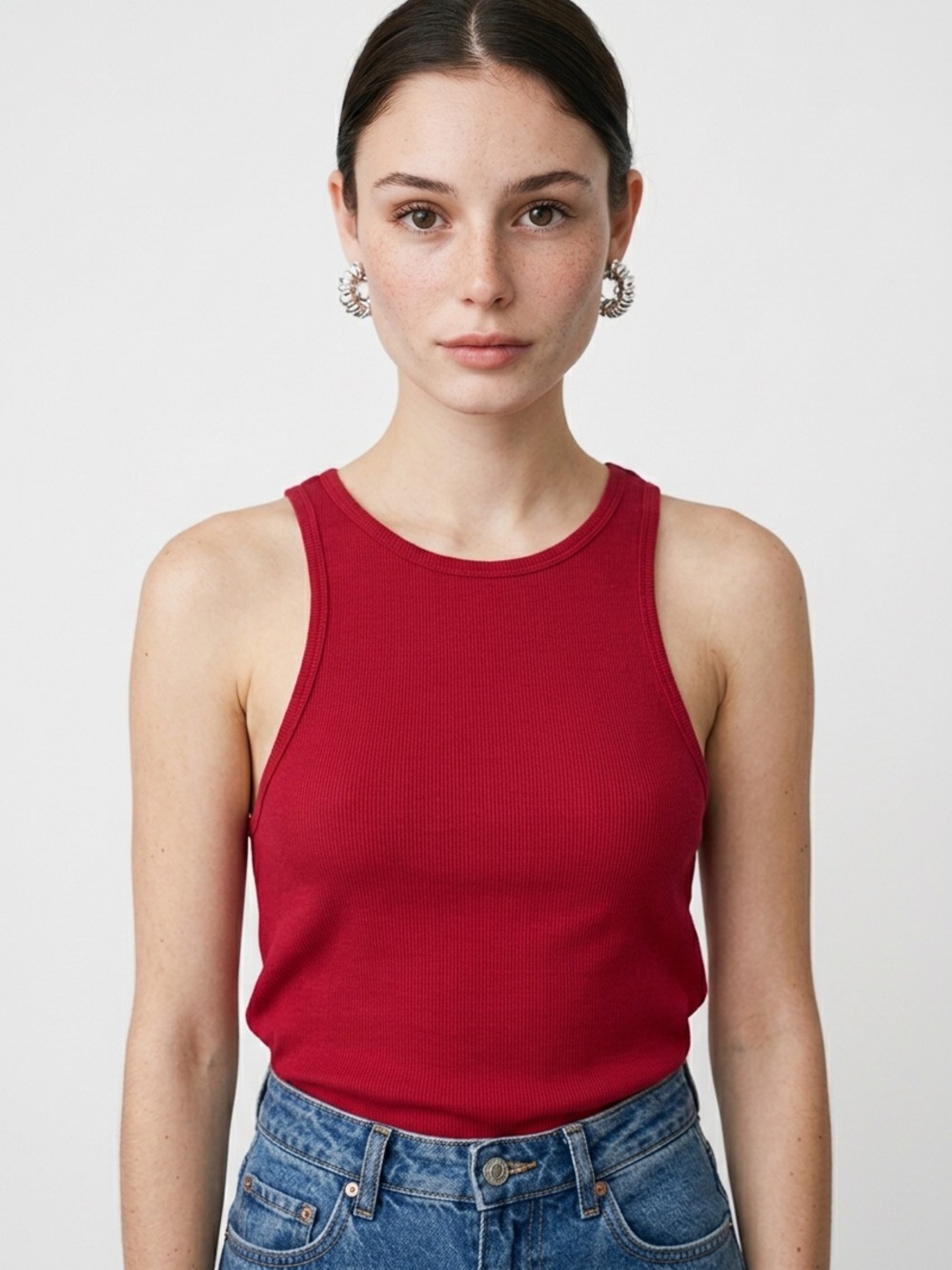 FREE PEOPLE | Red Long Beach Ribbed Racerback Tank Top Women’s Size Small